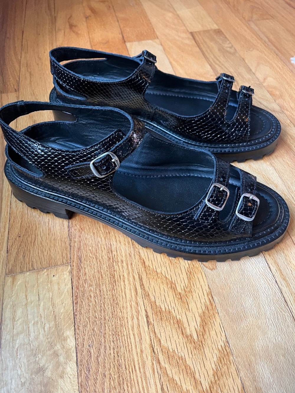 Rachel Comey Adams Sandal Size 9 (or 9.5) Black Croc-Effect Excellent Condition!